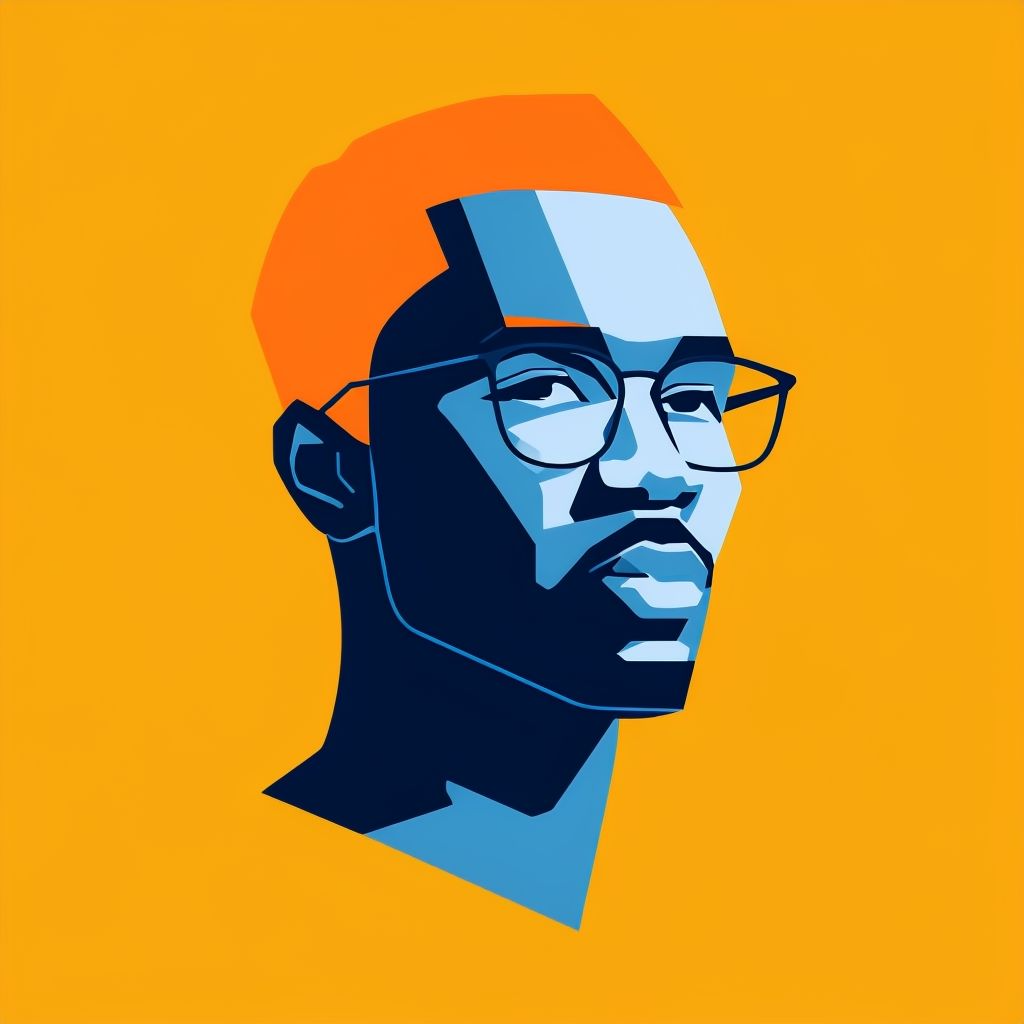 Minimalist Illustration Of A Male Face And Shoulder.