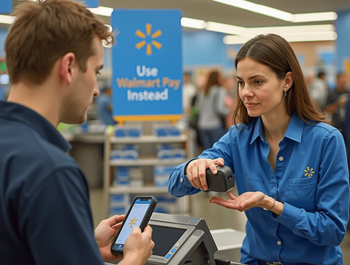Customer trying to use Apple Pay at Walmart checkout, being redirected to use Walmart Pay.