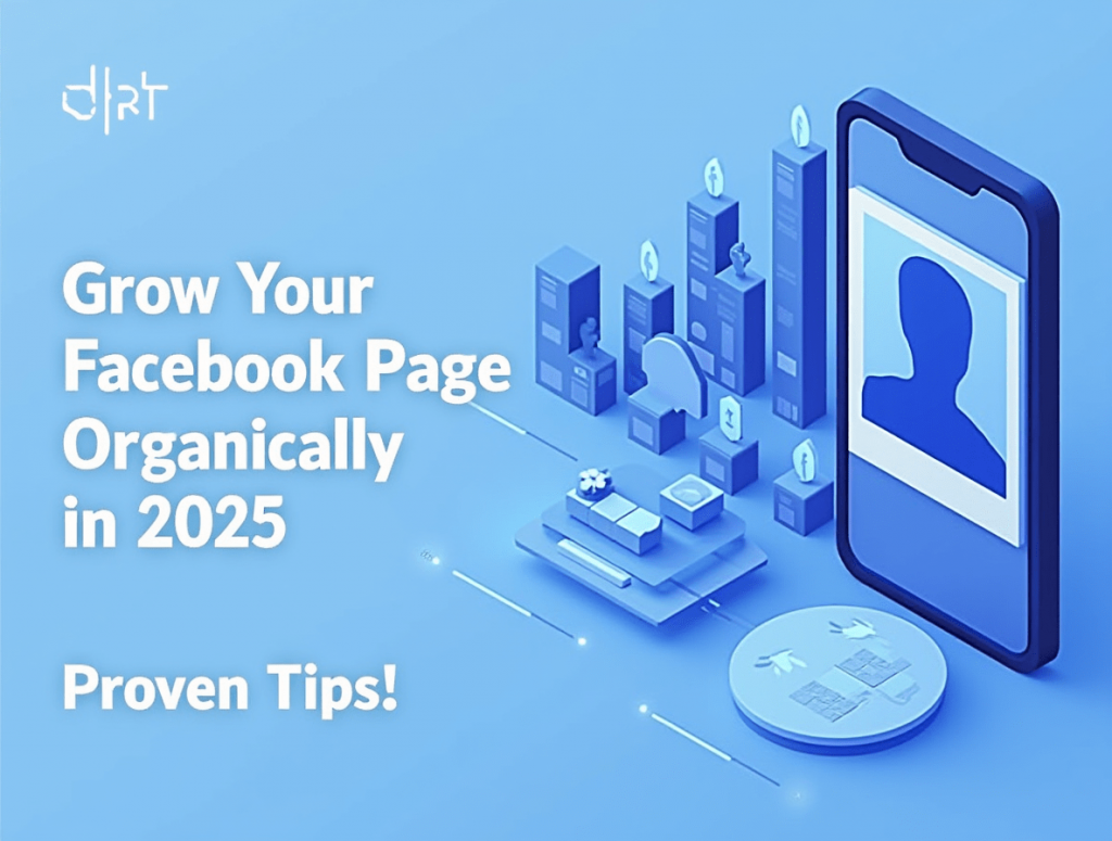 Smartphone screen showing a Facebook page gaining followers, with engagement icons and growth analytics overlay.

